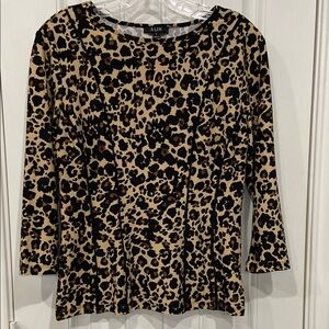 AUW Women's Leopard Print Top - Black and Brown